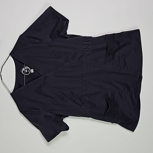 Health pro medium black stretch short sleeve scrub shirt - Picture 1 of 6
